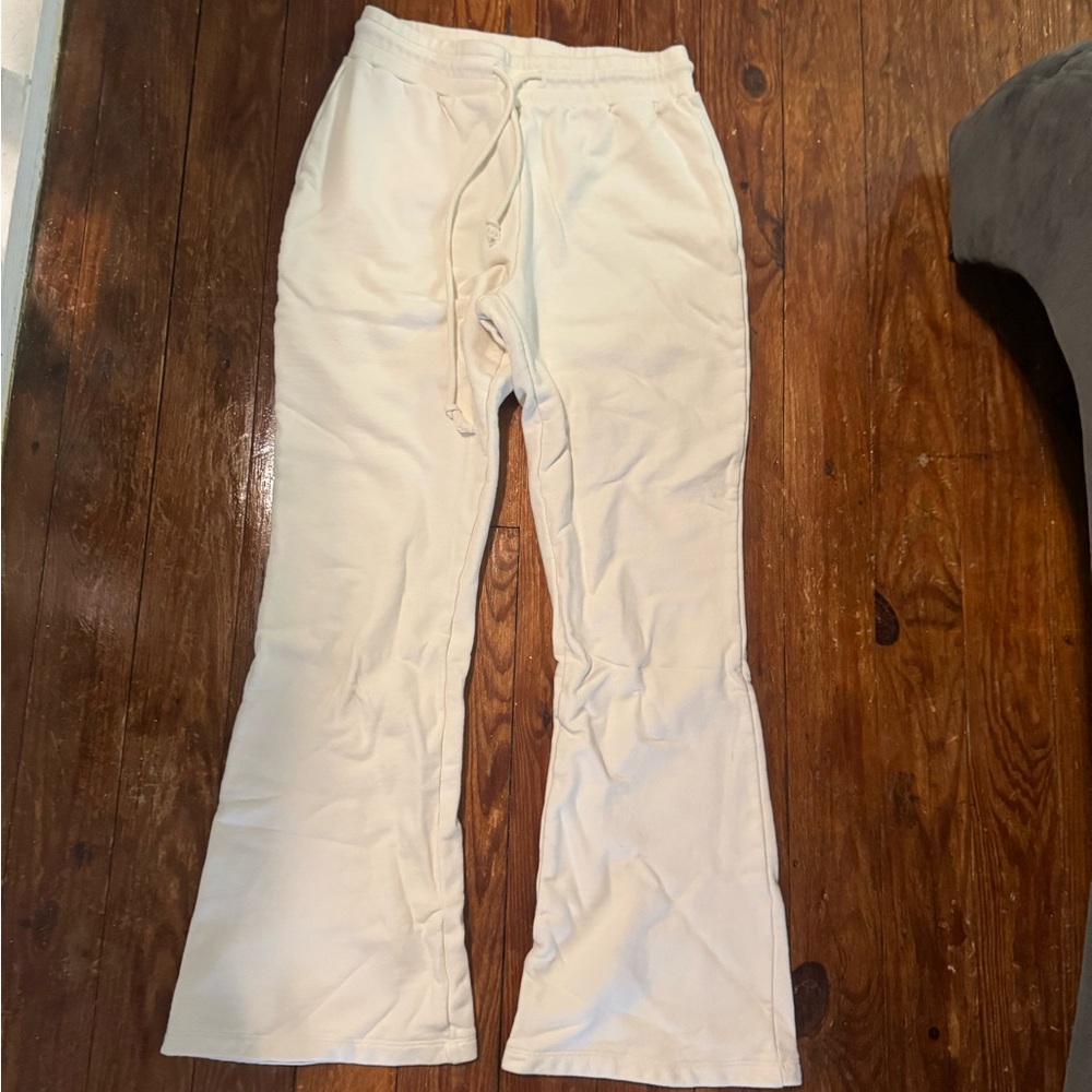 Cream cotton Flared sweatpants